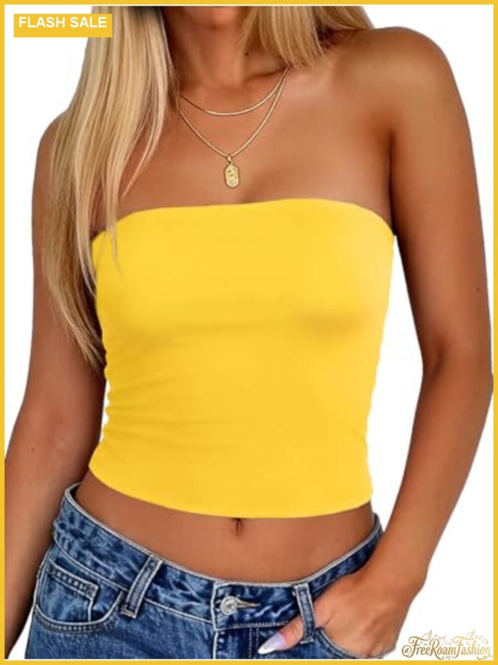 Women Strapless Tube Top Crop Basic Bandeau Going Out Y2K Summer Shirt